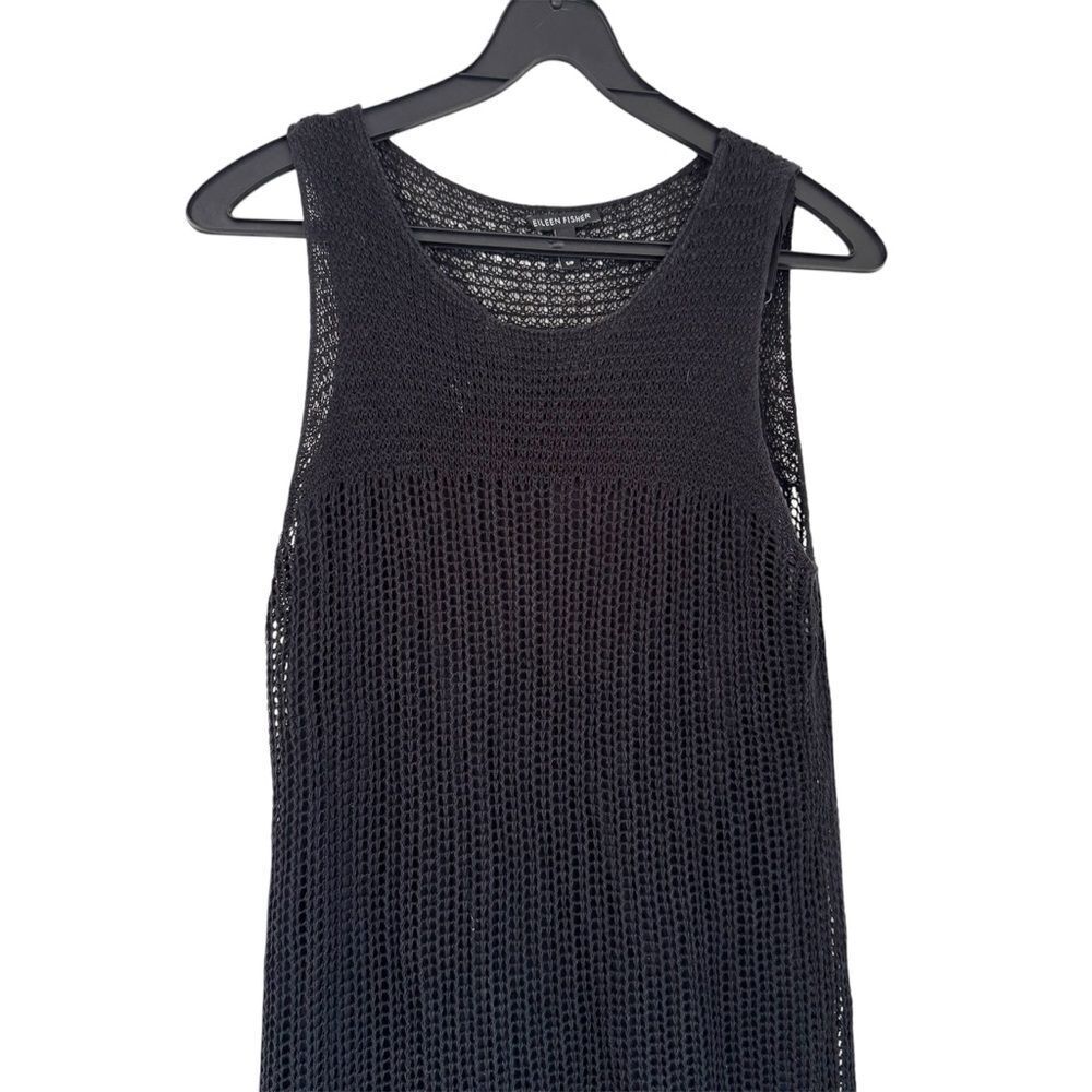 Eileen Fisher Black Crochet Midi Scoop Neck Dress Size Small - Picture 2 of 4